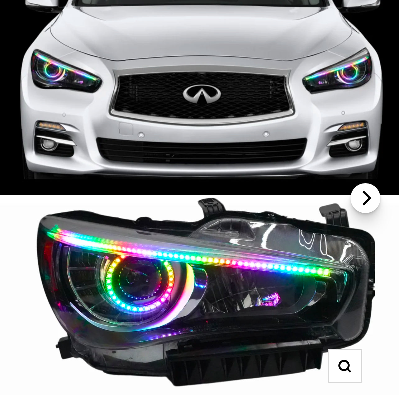 Full Clear LED RGB Flow Series Headlights for 2014-2022 Infiniti Q50 w/o AFS