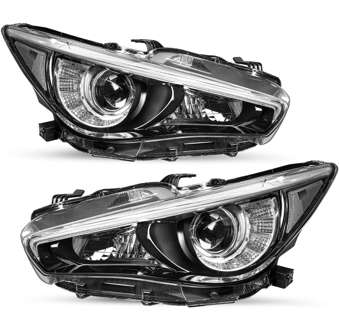 Full Clear LED RGB Flow Series Headlights for 2014-2022 Infiniti Q50 w/o AFS